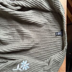 Hot Topic Olive Frog Sweater with Blue Floral Detail